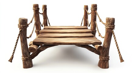 Obraz premium Wooden bridge with rope railings (1)