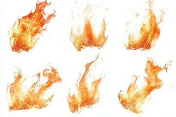 Six fiery bursts against white