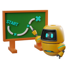Digital Strategy Board planned by AI. 3D illustration