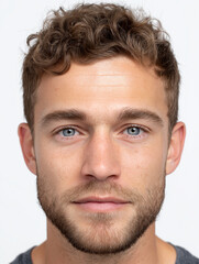 Fototapeta premium Biometrisches Passfoto eines jungen Mannes für elektronischen Reisepass