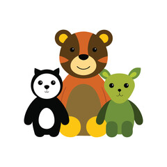 Naklejka premium stuffed animals vector art illustration 