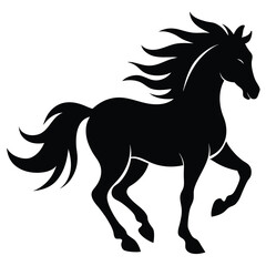 Elegant silhouette of a running horse depicting freedom and power in black and white