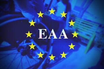 Europe flag with European Accessibility act concept, new regulation on 2025.