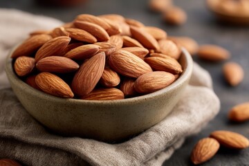 A bowl filled with almond nuts.