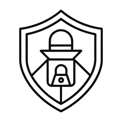 Minimal Black & White Shield Lock Security Icon