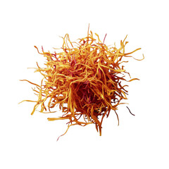 Fototapeta premium Dried saffron threads forming a tangled pile on transparent background