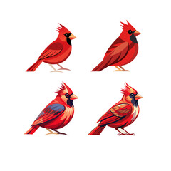 set of red birds