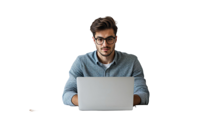 Young Man Working on Laptop