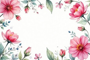 Fototapeta premium Delicate watercolor floral pattern on white background, art, home, decor