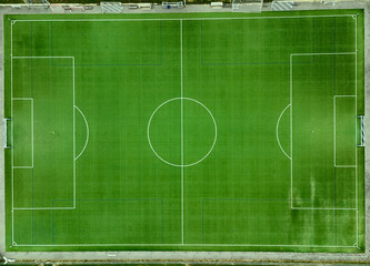 a football field photographed with a drone
