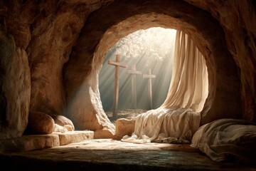 White linen sheet in the tomb of Jesus.