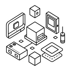 Minimalist Isometric Black & White Geometric Cubes
