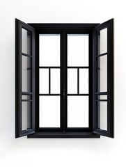 Obraz premium Open black window on white background