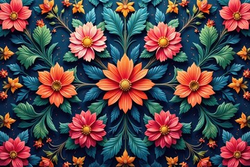 Intricate floral design, repeating seamlessly , design element, illustration