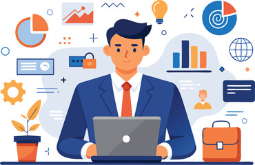 businessman working on laptop