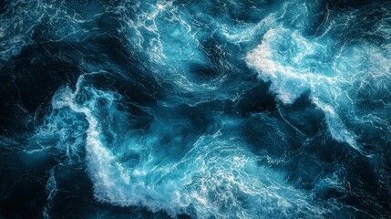 Fototapeta premium Ocean waves, deep blue, white foam
