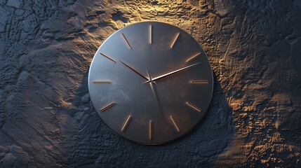 sleek, ultra-modern wall clock with an elegant metallic frame, smoothly polished glass, and precision-crafted hands