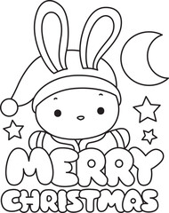 Lineart of Illustration of cute bunny icon.
Outline of Funny rabbit in daily activities elements.