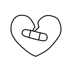 Hand Drawn heart with pills