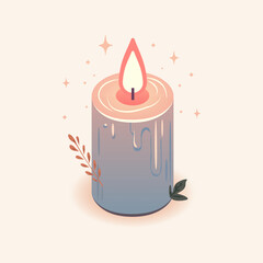 Cozy candle flat illustration