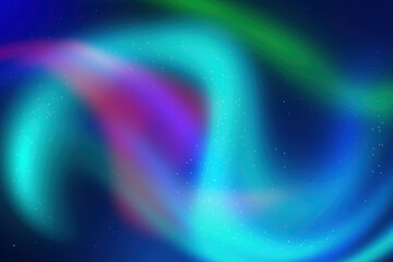 Abstract illustration similar to northern lights. Night starry sky. Purple and green lights. Arctic circle. Atmospheric phenomenon. Glow. Copy space Banner, poster