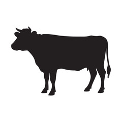 Cow Art Vector Silhouette Illustration Silhouette white Background