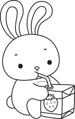 Lineart of Illustration of cute bunny icon.
Outline of Funny rabbit in daily activities elements.