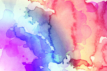 Watercolor wet background. Multicolored, rainbow illustration. Watercolor abstract background with copy space. Hand painted watercolor. Watercolor wash. Abstract painting.