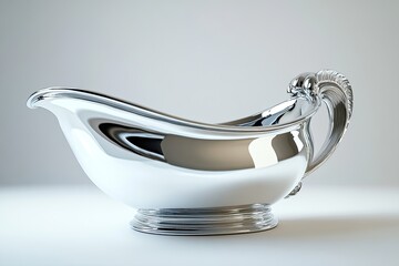 Polished silver gravy boat