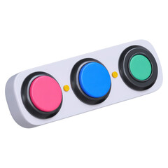 Close-Up of Colorful Game Controller Buttons in Bright Design and Layout, isolated on transparent background.