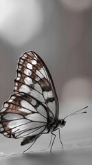Obraz premium Graceful butterfly with delicate wings in black and white close-up