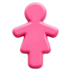 Obraz premium Pink Plastic Girl Icon Representing Femininity and Gender Identity Symbol, isolated on transparent background.