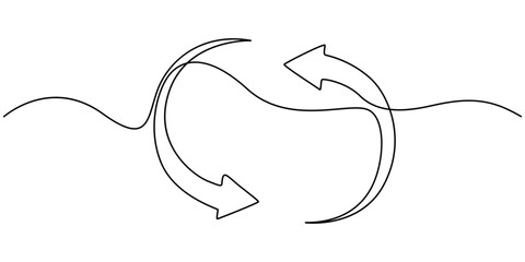 continuous line drawing of horizontal double arrow symbol. abstract line art illustration, One line continuous drawing of arrow pointing down. Linear drawing of cursor arrow. Editable stroke vector.