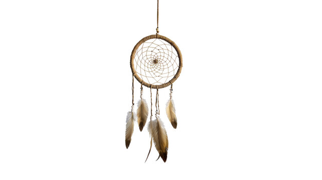 Native American dream catcher hanging with transparent background