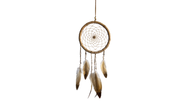 Native American dream catcher hanging with transparent background