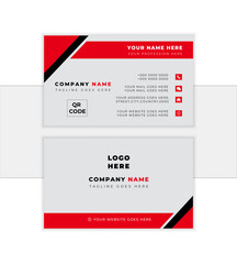 Double-sided creative business card template.red,black & white color.landscape orientation. Vector illustration graphic design.
