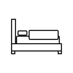 Bed line icon and bedroom sign in modern outline style.