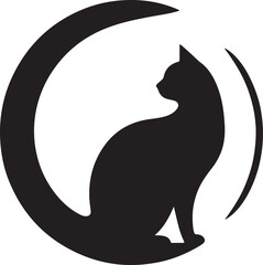 Minimalist Sitting Black Cat Silhouette Vector
