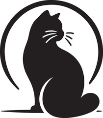 Minimalist Sitting Black Cat Silhouette Vector