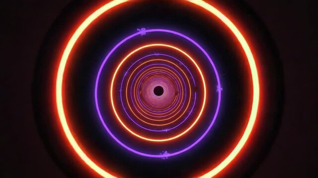 Neon circle tunnel animation