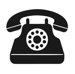 Silhouette telephone vector icon on a white background.