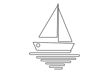 Minimalist sailboat vector illustration  continuous one line art design
