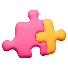 Obraz premium Colorful Puzzle Pieces Representing Connection and Collaboration Concept, isolated on transparent background.