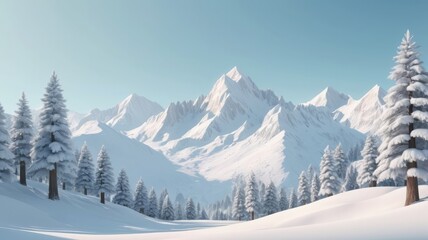Obraz premium Flat Mountain Landscape in Winter