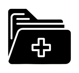 Obraz premium Medical records folder icon black and white digital illustration