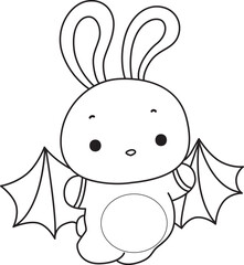 Outline of Illustration of cute bunny icon.
Lineart of Funny rabbit in daily activities elements.