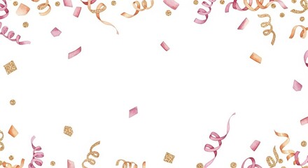 Watercolor Confetti Glitter Falling Pattern Festive Celebration Isolated White Background Cut Out Party Element Sparkle Shiny