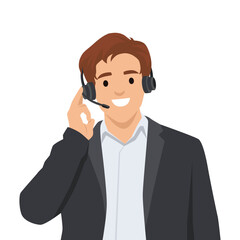 Professional Customer Support Agent. Ready to assist with any inquiries. Flat vector illustration isolated on white background