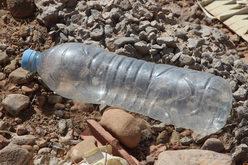 A plastic bottle lying on the ground, Plastic pollution, Plastic environmental impact