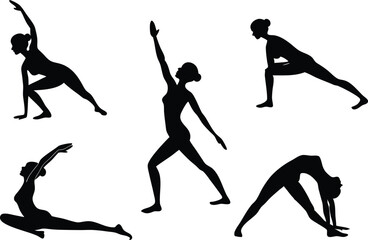 Yoga Pose Illustration Set Silhouettes. Yoga Silhouette Clipart Set for Illustrations. Yoga Figures Clipart Set Illustration Silhouettes. Yoga Posture Illustration Set Silhouettes. Yoga Practice Pose 
